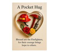 Generisch Appreciation Cards - Firefighter Heart Pendant | Compact Greeting Card with Heartshaped Firefighter Charm, ideal for women, Family, Birthday, Holiday, Easter, Home, Desk, Door, Backpack