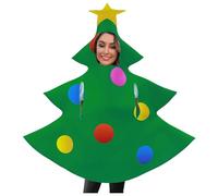 Generisch Árbol de Navidad y muñeco de nieve con impresión digital Santa Claus elfo disfraz de Papá Noel divertido traje de Navidad, verde, M