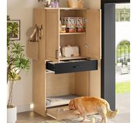 Generisch Armario multifuncional para animales con aspecto de roble, 160 cm, muebles para perros y gatos, con cajón de alimentación integrado, estantes y ganchos ajustables en altura para pasillo