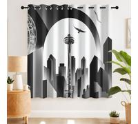 Generisch Art Deco Modern Cortinas opacas con ojales, para dormitorio, salón, ventana, decoración, juego de 2 unidades, alto 230 x ancho 140 cm