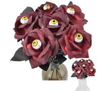 Generisch Artificielles, Artificielles - Pièces maîtresses Artificielle Rose Gothique Noir Halloween Bouquet,Fausses Noires gothiques exquises Avec Globe oculaire