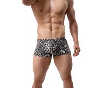 Generisch Atmungsaktiver, Sexy Slip mit Leopardenmuster für Herren (Black, XXL)