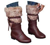 Generisch Auténticas botas medievales para LARP recreación histórica con suela de plástico suave ajuste cómodo, marrón, 39 EU