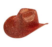 Generisch Auténtico sombrero de jazz de vaquero para espectáculos inolvidables en festivales con estilo (rojo, talla única)