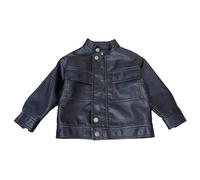 Generisch Baby Boys Girls Kids Outfits Spring Autumn PU Faux Leather Lapel Jacket Zipper Outerwear Coat Black With, a, 7-8 años