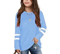 Generisch Baby Girl's Túnica Top Cuello Redondo Suave Rayas Manga Larga Cómoda Sudadera Casual Sudadera Blanca Niños, azul, 4-5 años