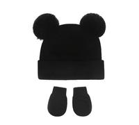 Generisch Baby Hats Knitted Toddler Winter Double Pompom Hat Damen Mütze Set, amarillo, Talla única