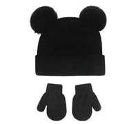 Generisch Baby Hats Knitted Toddler Winter Double Pompom Hat Damen Mütze Set, verde, Talla única