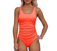 Generisch Badeanzug für Damen, gerippter Badeanzug, gerüschter Badeanzug, schlankmachende Bademode, Rd1, M