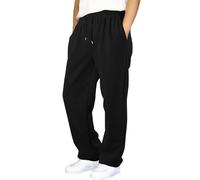 Generisch Baggy-Jogginghose für Jungen und Mädchen, gerades Bein, offener Saum, Freizeithose, elastischer Bund, sportliche Jogginghose mit Taschen (Black, 15-16 Years)