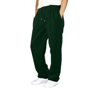 Generisch Baggy-Jogginghose für Jungen und Mädchen, gerades Bein, offener Saum, Freizeithose, elastischer Bund, sportliche Jogginghose mit Taschen (Dark Green, 11-12 Years)