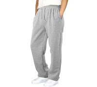 Generisch Baggy-Jogginghose für Jungen und Mädchen, gerades Bein, offener Saum, Freizeithose, elastischer Bund, sportliche Jogginghose mit Taschen (Light Gray, 15-16 Years)