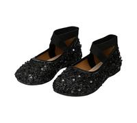 Generisch Bailarinas con purpurina para mujer, con lentejuelas, planas, con correas cruzadas elásticas para un agarre seguro, zapatos cómodos y glamurosos para fiestas, Estilo F01 Negro, 42 EU