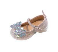 Generisch Bailarinas con purpurina para niñas con flor de cristal y suela luminosa - Zapatos festivos para princesas | Zapatos brillantes para bodas y cumpleaños, Style_w02 Rosa, 30