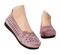 Generisch Bailarinas de las Mujeres Cómodo, Zapatos Planos Calados De Encaje Mocasines Punta Redonda Zapatos De Barco Con Soporte De Arco Ligero Zapatos Transpirables De Verano Para Trabajo Ocio, Rosa