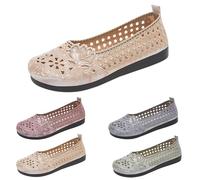 Generisch Bailarinas de las Mujeres Cómodo, Zapatos Planos Calados De Encaje Mocasines Punta Redonda Zapatos De Barco Con Soporte De Arco Ligero Zapatos Transpirables De Verano Para Trabajo Ocio