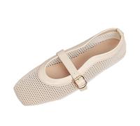 Generisch Bailarinas de malla transpirable estilo Mary Jane con puntera cuadrada para deslizarse dentro - Zapatos cómodos y casuales, Blanco, 44 EU