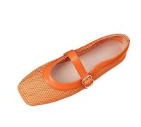 Generisch Bailarinas de malla transpirable estilo Mary Jane con puntera cuadrada para deslizarse dentro - Zapatos cómodos y casuales, naranja, 35 EU
