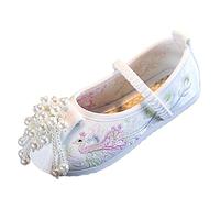 Generisch Bailarinas Niñas con Flores Zapatos de Tela Planos Zapatos de Vestido Zapatos Slip On Zapatos Niños Zapatos de Fiesta Cosplay Disfraces Performance Zapatos Mocasines Zapatos Infantiles