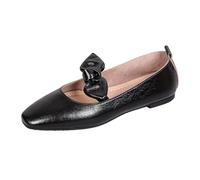 Generisch Bailarinas para mujer con lazo grande y punta cuadrada. Elegantes zapatillas planas para la oficina, una boda o un paseo por la ciudad., Estilo E01 Negro, 36 EU