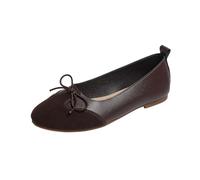 Generisch Bailarinas para mujer en diseño clásico con lazo, cómodas zapatillas planas para el día a día y la oficina | Mocasines atemporales, Estilo E03 Marrón, 38.5 EU