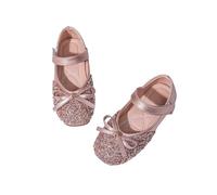 Generisch Bailarinas para niña con estilo de cuento de hadas con purpurina y lazo, zapatos festivos con cierre adhesivo | lindos zapatos planos para ocasiones especiales