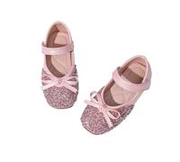 Generisch Bailarinas para niña con estilo de cuento de hadas con purpurina y lazo, zapatos festivos con cierre adhesivo | lindos zapatos planos para ocasiones especiales