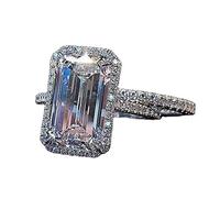 Generisch Ballerina Anillos Rhinestone Circonita Novia Cuadrado Rhinestone Anillo de Compromiso Completo -Zirconia Solitario Anillo 5 11 Anillo Estuche, 8, Metal, Sin piedras preciosas