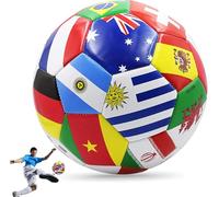 Generisch Balón de fútbol talla 5 con diseño de banderas, balón de entrenamiento de PVC ligero y resistente, balón de ocio colorido para niños y adultos, balón deportivo estándar talla 5 para club