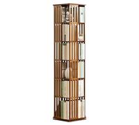 Generisch Bamboo Bookcase, 360° Rotating Corner Bookshelf, 5/6 Tier Floor Standing Storage Unit for Living Room, Bedroom and Office