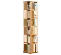 Generisch Bamboo Bookcase, 360° Rotating Corner Bookshelf, 5/6 Tier Floor Standing Storage Unit for Living Room, Bedroom and Office
