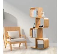 Generisch Bamboo Bookcase - Multilayer S Shape Floor Standing Bookcase for Home and Office Decoration - Stylish Tree-Shaped Design for Books and Display Items