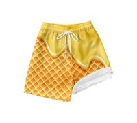 Generisch Bañador corto deportivo para niños, pantalones cortos para jugar al aire libre, con cintura elástica, para niños de 5 a años, longitud hasta la rodilla, ropa deportiva cómoda, amarillo, 5T=