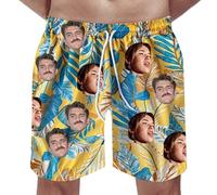 Generisch Bañador de diseño individual para hombre con impresión fotográfica, pantalones cortos de playa únicos para las vacaciones, despedidas de soltero, aniversarios, día del padre, amarillo, 5XL