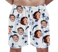 Generisch Bañador de diseño individual para hombre con impresión fotográfica, pantalones cortos de playa únicos para las vacaciones, despedidas de soltero, aniversarios, día del padre, Blanco, 6XL