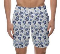 Generisch Bañador para hombre, pantalones cortos de playa con cordón, estampado bohemio casual, cintura elástica para natación, surf, vacaciones, Azul ciel3., M
