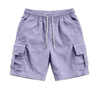 Generisch Bañador para hombre, pantalones cortos de playa para hombre, pantalones cortos de verano, de pana, monocolor, versátil, con dos bolsillos, longitud acortada, morado, M