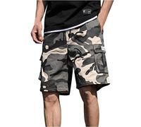 Generisch Bañador para hombre, pantalones cortos de verano, al aire libre, casual, camuflaje, monos de talla grande, pantalones cortos deportivos para hombre, caqui, 5XL