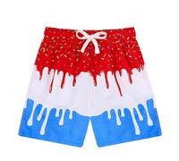 Generisch Bañador para niño 2 en 1 con forro de compresión, bañador transpirable con impresión de hielo 3D, cordón elástico y bolsillos, pantalones de playa de secado rápido para 7-16 años, Rojo-g., 9