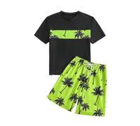 Generisch Bañador para niño traje de baño para niños para nadar, surf, playa y spa, traje de baño de verano con impresión, 1216 años, aventuras activas, Negro , 14-15 años