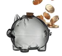 Generisch Banco de Plata de Vidrio - Banco De Monedas De Vidrio | Banco De Ahorros Portátil Forma Acogedora | Cerdo Decorativo Viaje Para Mesita De Noche | Vaso Conmemorativo Para Coleccionables