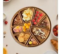 Generisch Bandeja redonda desmontable de 8 piezas - Bandeja de madera para aperitivos con compartimentos individuales extraíbles, para fiestas, aperitivos, queso o postre, incluye caja de
