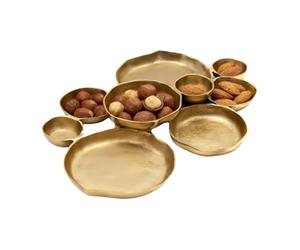 Generisch Bandejas - 9 piezas de cuenco dorado, accesorios de cocina, elegante combinación de cuencos redondos decorativos para patatas fritas, salsas, nueces, aperitivos, dulces, decoración