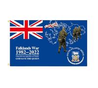 Generisch Bandera de las Islas Malvinas, lancha y bandera de la bandera de Union Jack, muestra tu patriotismo, decoraciones de jubileo de Platinum 2022, 3 x 5 pies