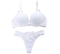 Generisch Basse gepolsterte Spitze BH Push-Damen-Knicker-Unterwäsche für Frauen im Set (White, 85A)