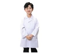 Generisch Bata Blanca para Niños, Bata de Médico, Ropa de Laboratorio Científico para Jardín de Infantes y Estudiantes de Primaria, Vestimenta para Juego de Roles Laborales, Blanco, 5-6 Años