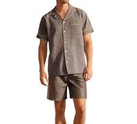 Generisch Bata de hombre El traje de verano con tops de manga corta y pantalones cortos para hombre se puede usar fuera del traje de casa estampado Albornoz mujer con estampado, marrón, XL
