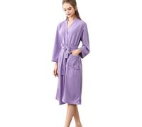 Generisch Bata de invierno para mujer, albornoz para mujer, piqué gofre, pijama largo, kimono, albornoces para otoño e invierno, bata de sauna para parejas, ropa de dormir fina con cinturón, bata de