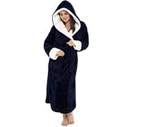 Generisch Bata de mujer con capucha de felpa, albornoz de sauna, esponjoso, de forro polar, absorbente, ropa de dormir, de manga larga, cómoda, bata larga, para invierno, cálida, bata de casa, para