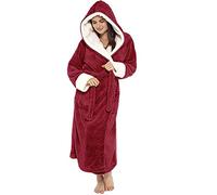 Generisch Bata de mujer con capucha de felpa, albornoz de sauna, esponjoso, de forro polar, absorbente, ropa de dormir, de manga larga, cómoda, bata larga, para invierno, cálida, bata de casa, para